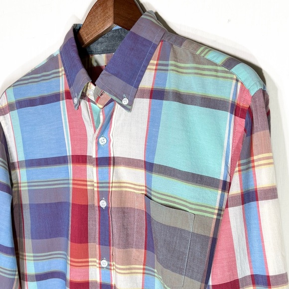 J. Crew Mens Plaid Multi Color Long Sleeve Buttondown Shirt Medium - Picture 2 of 6